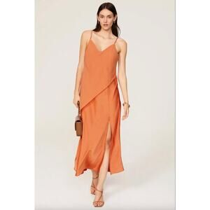 Saunders Chiffon Orange Overlay Dress Sz 6